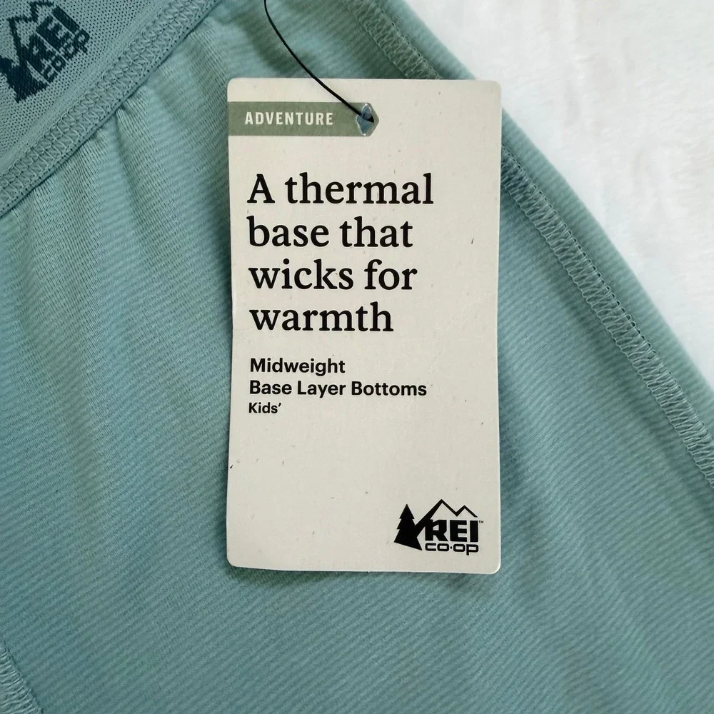 NWT REI Co-op Kids Midweight Base Layer Bottoms Thermal Tights XS 6-7 Sea Spray
